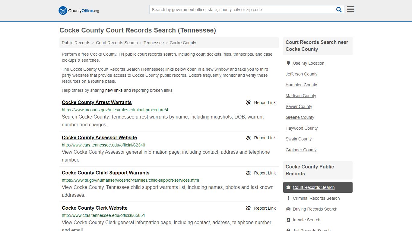 Cocke County Court Records Search (Tennessee) - County Office